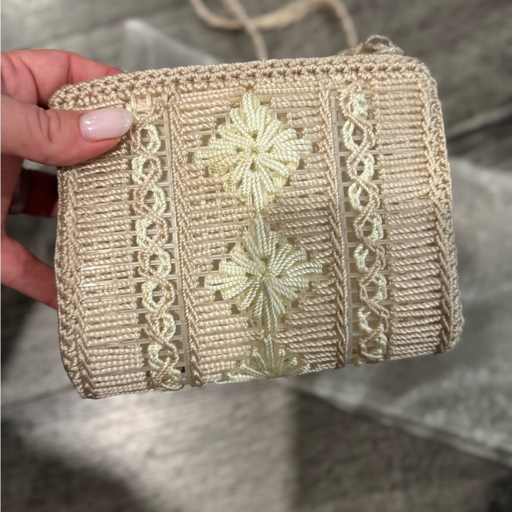 Elegant Cream Woven Clutch